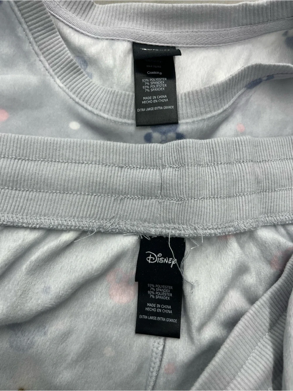 Disney Light Gray Mickey Head Print Long Sleeve Pajama Set Women’s Size XL